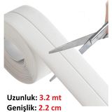 Karaaliler 3.2 mt Banyo Küvet Duş Klozet Mutfak Lavabo Su Sızdırmaz Bant Su Geçirmez Kenar Bandı Sızdırmazlık Tamir Beyaz 22 mm