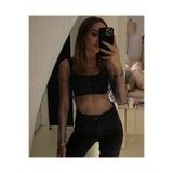 KARAASLAN Kadın Kısa Kollu Taşlı File Crop Bluz