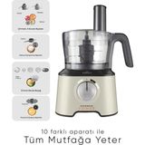 Karaca 10 Farklı Aparatlı Mutfak Gıda Hazırlama Seti Mutfak Robotu, 2000W Ultra Güç ile Tüm Mutfağa Yeter! , Onerous Mutfak Tartısı Hediye - Krem