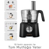 Karaca 10 Farklı Aparatlı Mutfak Gıda Hazırlama Seti Mutfak Robotu, 2000W Ultra Güç ile Tüm Mutfağa Yeter! , Onerous Mutfak Tartısı Hediye - Siyah