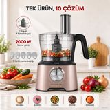 Karaca 10 Farklı Aparatlı Premium Mutfak Robotu Blender Seti, Doğrayıcı 2000W | 4 Kanatlı Bıçak - Güçlü Performans, Onerous Tartı Hediye - Rose Gold