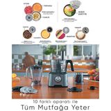 Karaca 10 In 1 Çok Amaçlı Mutfak Robotu | 2000W Güçlü Motor Performansı | 4 Kanatlı Doğrayıcı | 1,5lt Geniş Hazne | Onerous Mutfak Tartısı Hediye - Gri