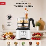 Karaca 12 Fonksiyonlu 2500 W Mutfak Robotu ve Blender Seti, Dört Kanatlı Çelik Bıçak, Beş Rende ve Dilimleme Aparatı, Çırpıcı ve Soyucu - Beyaz