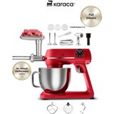 Karaca 1800W Yüksek Güç Ile Kıyma Çek Çırp, Karıştır ve Hamur Yoğur Döküm Gövdeli Mutfak Şefi & Sucuk ve Kıyma Makinesi - Kırmızı