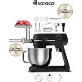 Karaca 1800W Yüksek Güç Ile Kıyma Çek Çırp, Karıştır ve Hamur Yoğur Döküm Gövdeli Mutfak Şefi & Sucuk ve Kıyma Makinesi - Siyah