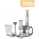 Karaca 2000W Turbo Doğrayıcı, Dilimleme Rondo, Blender - Ikili Çelik Mikser 6 In 1 Çok Amaçlı Mutfak Robotu+ Hassas Tartı - Bej