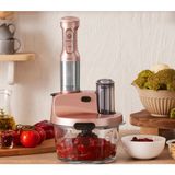Karaca 6 Bıçaklı Cam Mutfak Robotu Uzun Blender Ayaklı 2500W Turbolu Güçlü Motor, Çırpma, Dilimleme, Doğrama, Blender, Karıştırma, Onerous Mutfak Tartısı Hediye - Rose Gold