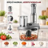 Karaca 6 Bıçaklı Premium Cam Mutfak Robotu Çırpma, Dilimleme, Doğrama, Blender, Karıştırma,buz Kırma 2500W - Gri