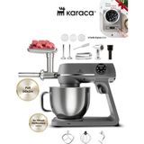Karaca 7 Litre Paslanmaz Çelik Kulplu Hazne Dijital Kontrol Premıum Döküm Gövde 1800W Kıyma-Sucuk Makinesi & Mutfak Şefi - Gri