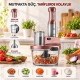 Karaca 8 In 1 Mastermaid Prosteel Cam Hazneli 6 Bıçaklı Uzun Blender Ayaklı Mutfak Robotu 2500 W - Rose Gold