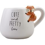 Karaca Animal Fox Seramik Kupa Desenli 483 ml Tek Parça Şık Tasarım Beyaz