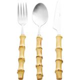 Karaca Bamboo Garden 6 Kişilik 18 Parça Gümüş Çatal Kaşık Bıçak Seti