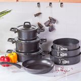 Karaca Biogranit Blackgold Derin Tencere Seti Granit Kaplama 10 Parça Siyah Renk