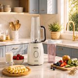 Karaca Blendy Personal Kişisel Kulplu Smoothie Blender Çift Hazneli Starlight 600ml & 550 ml - Krem