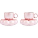 Karaca Bubble Pembe Lüsterli 2 Kişilik Kahve Fincanı 90 ml