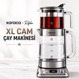 Karaca Cam Gövdeli Xl Elektrikli Çay Makinesi, 2,8 L Toplam Kapasite, Dijital Sıcaklık Ayarı, Hızlı Kaynatma ve Sıcak Tutma Modlarıyla Pratik Mutfak Kullanımı - Krom