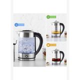 Karaca Cam Inox Bitki Çayı Makinesi ve Su Isıtıcı Kettle,Led Işıklı