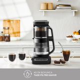 Karaca Çaysever Robotea Connect 4ü 1arada Konuşan Otomatik Cam Çay Makinesi Su Isıtıcı ve Filtre Kahve - Dark Inox