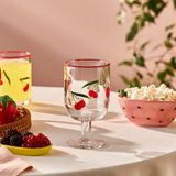 Karaca Cherry Kiraz Desenli Meşrubat Bardağı 420 ml - Kırmızı - 390 ml