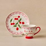 Karaca Cherry Time Çizgili Kahve Fincan Takımı 90 ml