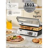 Karaca Döküm Plakalı Dijital Zaman ve Sıcaklık Ayarlı Steel Pro Sear Inox Gövdeli Izgara ve Tost Makinesi - İnox