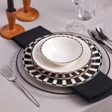 Karaca Elegance 24 Parça Siyah Porselen Yemek Takımı 6 Kişilik Desenli Set