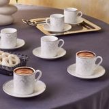 Karaca Feraye 90 ML 6 Kişilik Beyaz Kahve Fincan Takımı