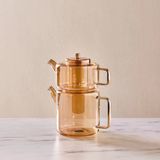 Karaca Flat Borosilikat Cam Midi Çaydanlık Takımı Amber 1,1L & 1,8L
