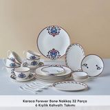 Karaca Forever Bone Nakkaş 32 Parça 6 Kişilik Kahvaltı Takımı Renkli Desenli Şık Set