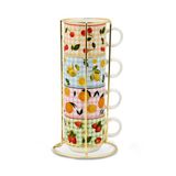 Karaca Fruit Picnic 4 Kişilik Standlı Çay Fincan Takımı 160 ml