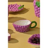 Karaca Grape Üzüm Desenli Kulplu Kase 17 cm - Mor