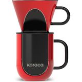 Karaca Hatır Dripper Kahve Demleme Kupa Seti Kırmızı 350 ml - Kırmızı - Siyah