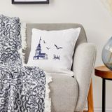 Karaca Home 45x45 cm İndigo Kız Kulesi Kırlent ve Throw Battaniye