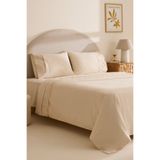 Karaca Home Avellina %100 Pamuk Çift Kişilik Brodeli Nevresim Takımı Bej