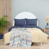 Karaca Home Basic Indigo Bej Çift Taraflı Çift Kişilik 200x220 cm Bej İndigo Nevresim Pike Takımı