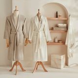 Karaca Home Bird %100 Pamuk Aile Banyo Seti Krem-Açık Gri - S - M / L - XL - Krem - Gri