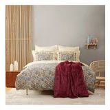 Karaca Home Cottage 200x220 cm Desenli Bordo Çift Kişilik Battaniyeli Set