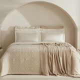 Karaca Home Eleni 8 Parça Çeyiz Seti Gold Pamuk Polyester Düz Tema Çift Kişilik Yatak Örtüsü - 200 x 220 cm