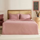 Karaca Home Ella Krep %100 Pamuk Püsküllü Çift Kişilik Nevresim Takımı Gül Kurusu - 200 x 220 cm