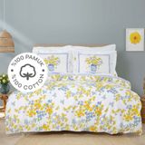 Karaca Home Enola Çift Kişilik Pike Takımı Pamuk Sarı Çiçek Desenli 3 Parça Set