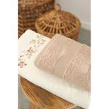 Karaca Home Flora Nakışlı Banyo/Yüz Havlusu Hamam Seti Bej