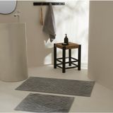 Karaca Home Foley Açık Gri 2li Banyo Paspas Seti Pamuklu Desenli Rahat Kullanım