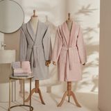 Karaca Home Foster 9 Parça Aile Banyo Seti Dantelli Pudra-Gri - Gri - Pudra - S - M / L - XL