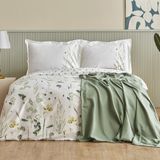 Karaca Home Herbal %100 Pamuk Çift Kişilik Nevresim Pike Set Beyaz - 200 x 220 cm - Beyaz - Yeşil