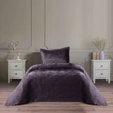 Karaca Home Lamia Mürdüm Kadife Tek Kişilik Yatak Örtüsü Desenli 180 x 240 cm Yastık Dahil