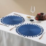 Karaca Home Lıonel Püsküllü Amerikan Servisi 2'li Set Lacivert - 38 cm