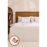 Karaca Home Miretta %100 Pamuk Kanaviçe Nakışlı Çift Kişilik Nevresim Takımı Beyaz