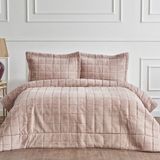 Karaca Home Missy Çift Kişilik Yatak Örtüsü Pamuk Malzeme Özellikleri Çizgili Tema Pudra Renk - 200 x 220 cm