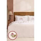 Karaca Home Ottalia %100 Pamuk Kanaviçe Nakışlı Çift Kişilik Nevresim Takımı Beyaz - 200 x 220 cm