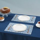 Karaca Home Petra Patterned Amerikan Servisi 2'li Set Mavi Beyaz - 30 x 45 cm